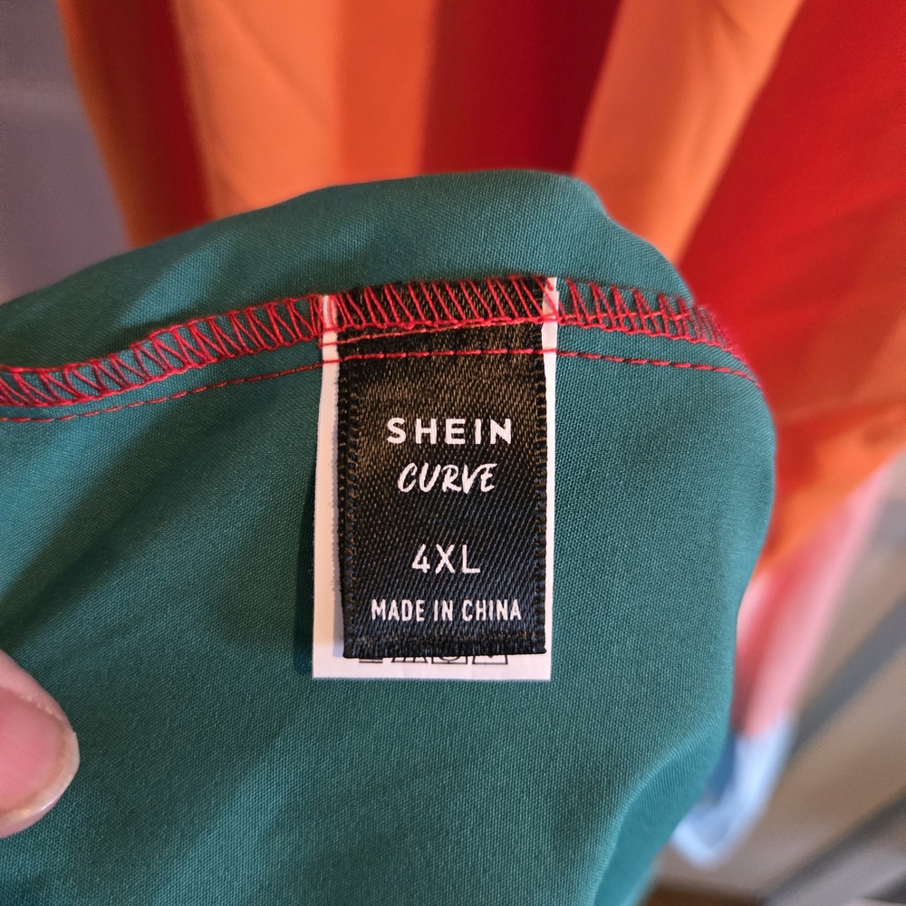 SHEIN Colorblock Tiered Maxi Dress in Red, Orange, Pink, Blue, Green - Picture 4 of 7
